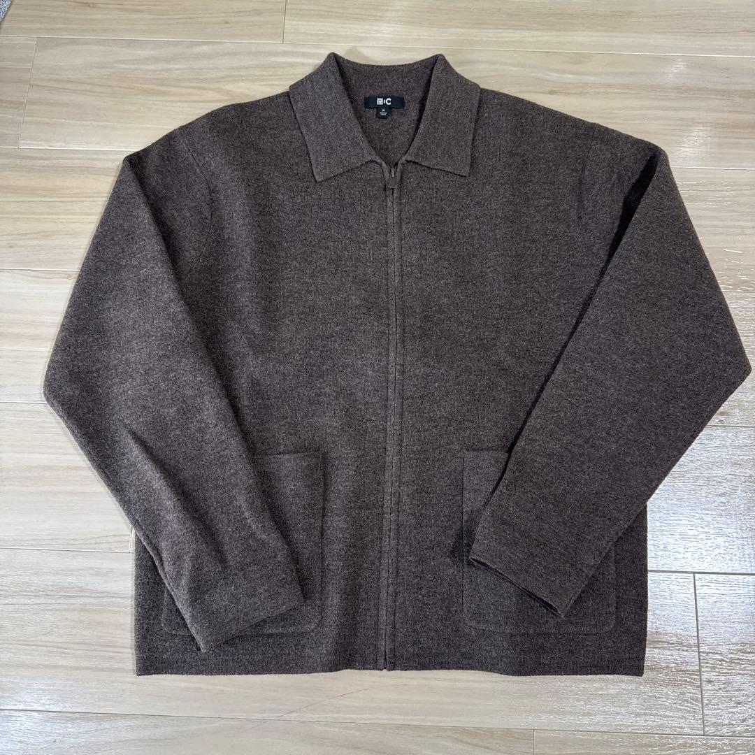 ユニクロC ニットフルジップジャケット M ブラウン - メルカリ
