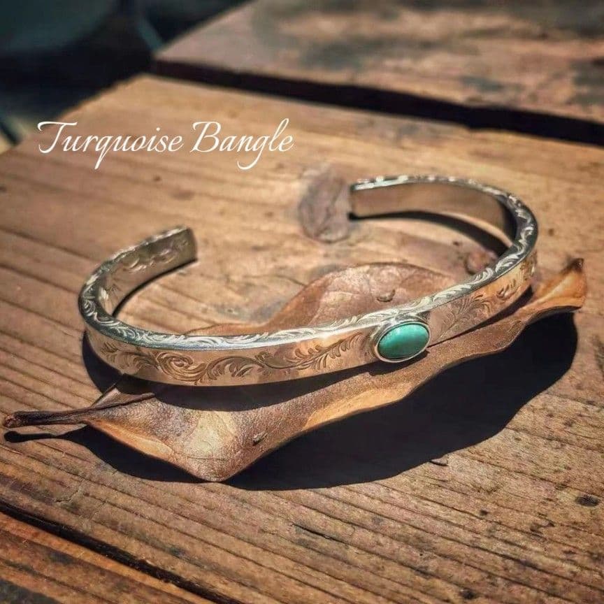 インディアンジュエリー◇ターコイズ バングル ハワイアン シルバー