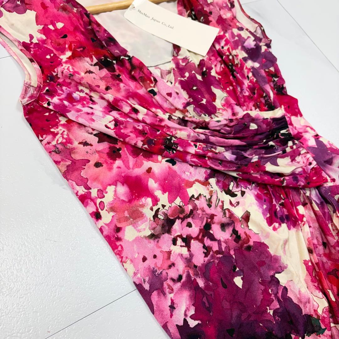 新品タグ付✨Max Mara 変形 ノースリーブ ブラウス 銀タグ 花柄 S