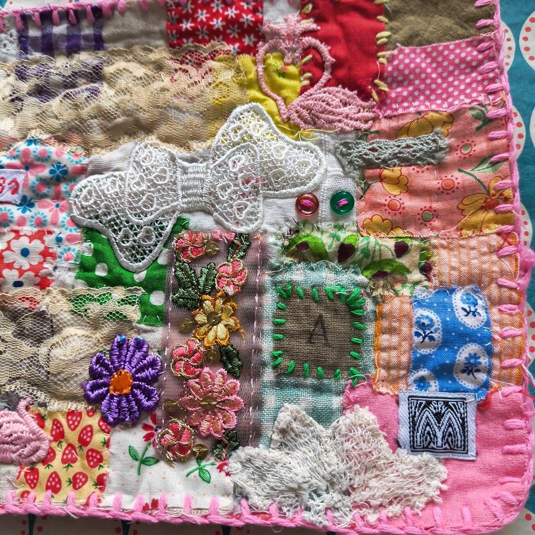 ハンドメイドザクザクパッチワークキルトビンテージアンティーク