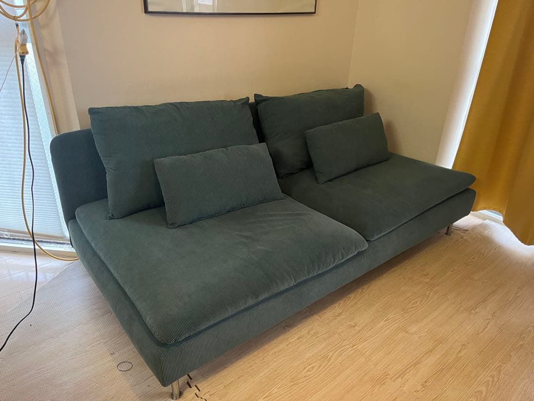 直接引き取り希望　【IKEA】SÖDERHAMNソーデルハムン　グレーターコイズ SÖDERHAMN ソーデルハムン 3人掛けソファ, ケーリンゲ グレー