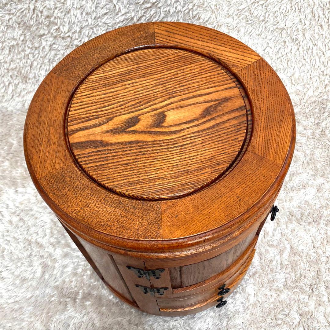 李朝家具✨丸型スツール 小物入れ テーブル アンティーク レトロ 椅子