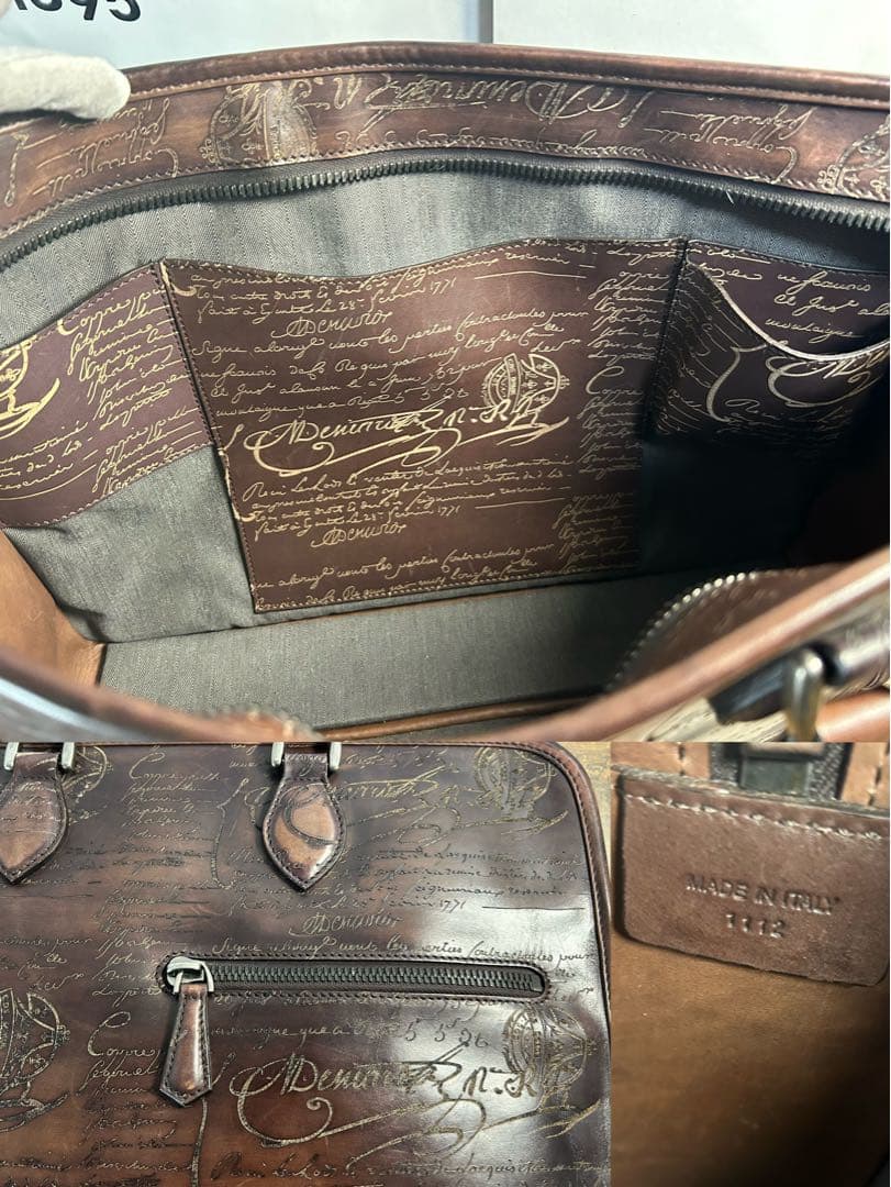 68万円 Berluti アンジュール スクリット レザー ブリーフケース 総柄