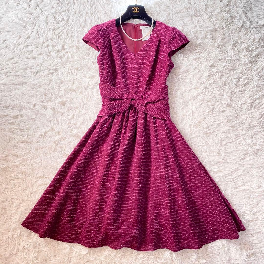 極美品✨Rene TISSUE社製 高級フレアワンピース リボン ワインレッド 2026年最新】Yahoo!オークション -ルネ ツイード ワンピの中古品・新品