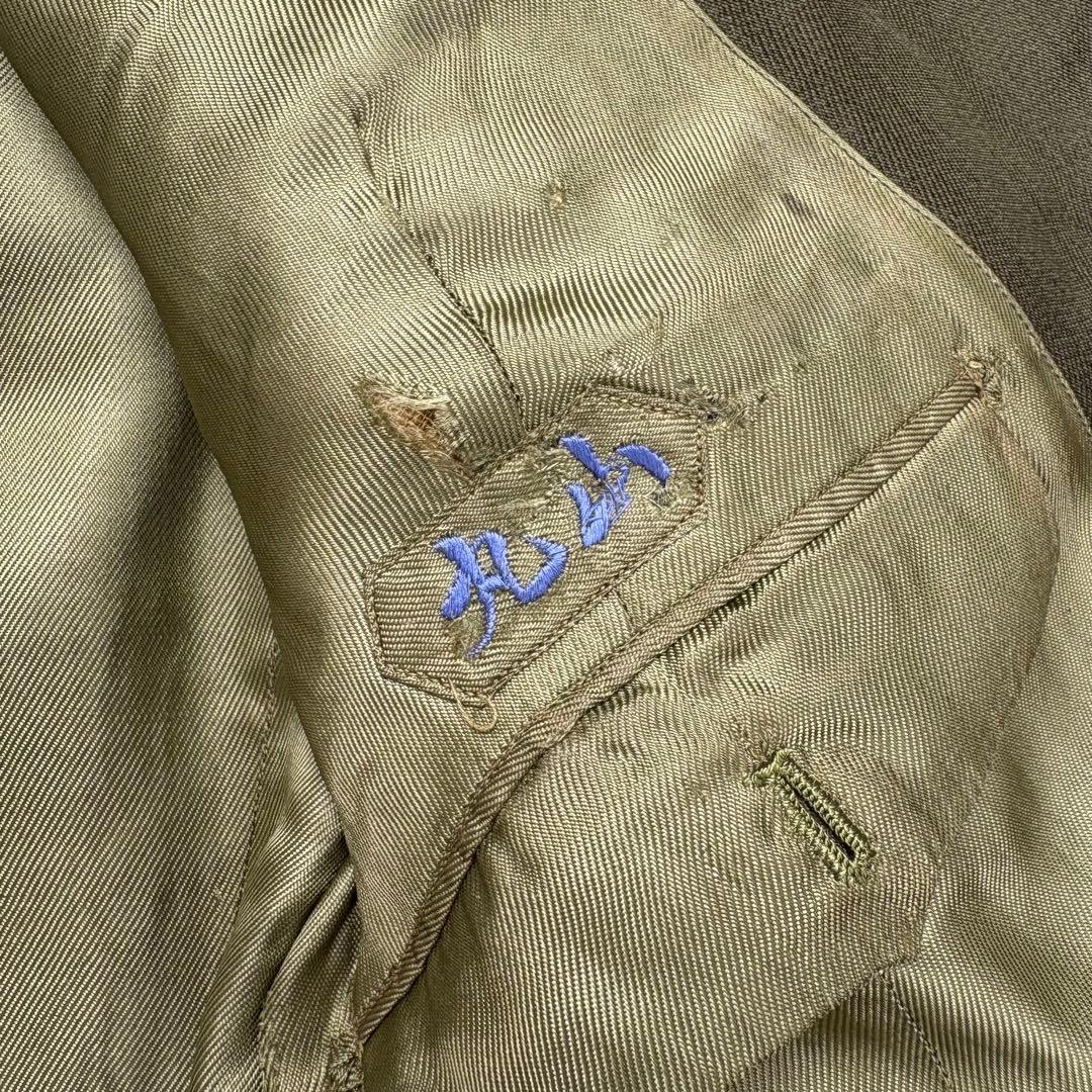 一点物 国民服 戦中 1940年代 日本製 上下セット オリーブグリーン