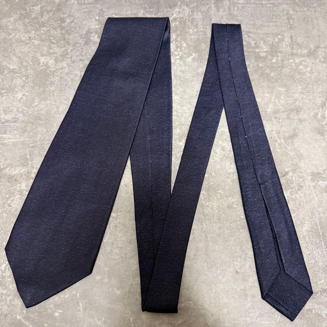 ✨極美品✨】BVLGARI ブルガリ ネクタイ ソリッド 無地 ネイビー 希少