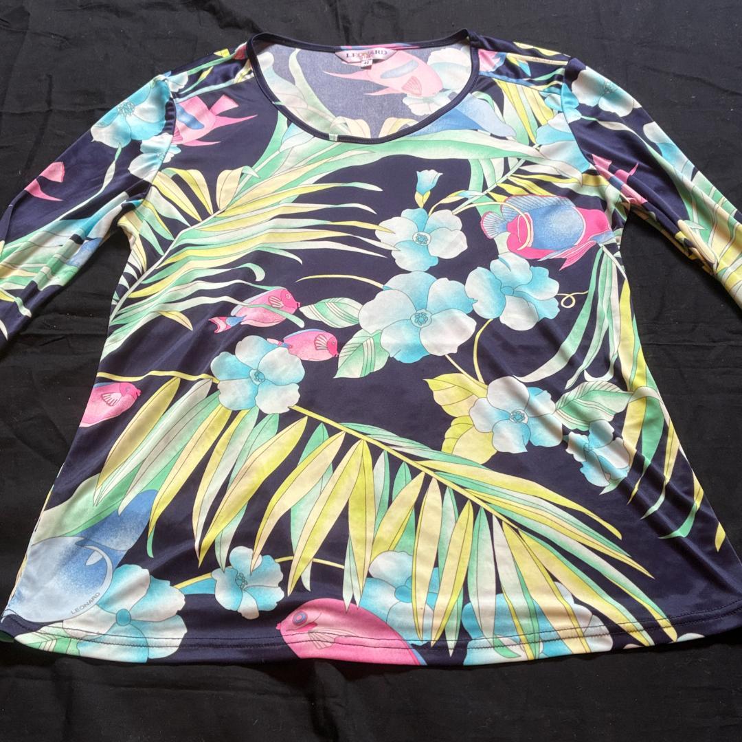 ☆LEONARD☆レオナールスポーツ 花柄 魚柄 長袖カットソー サイズ40