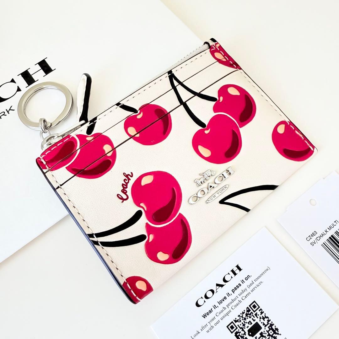 COACH コーチ コインケース 小銭入れ財布 ホワイトレッドチェリー