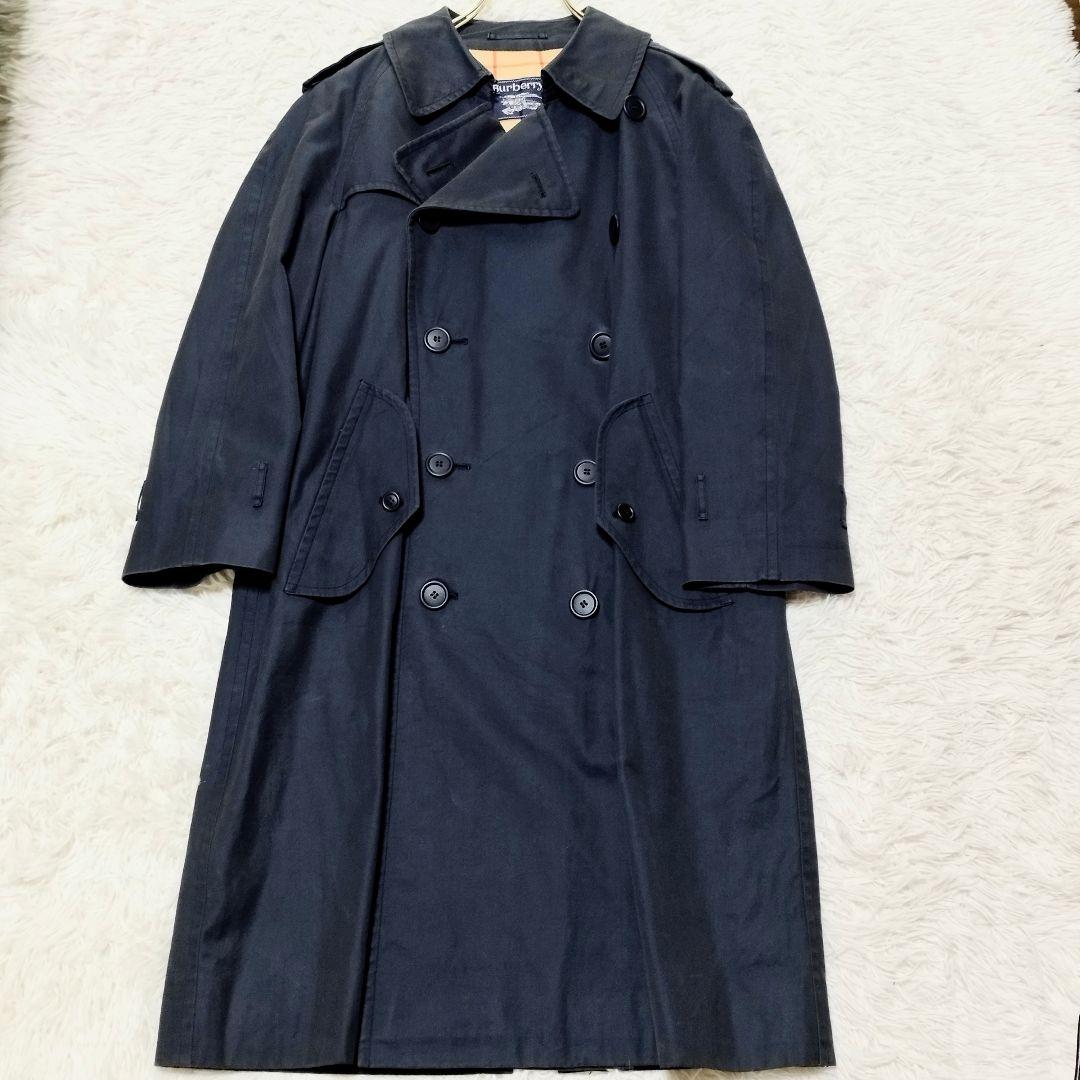 バーバリーズ ヴィンテージトレンチコート L ネイビー ノバチェック