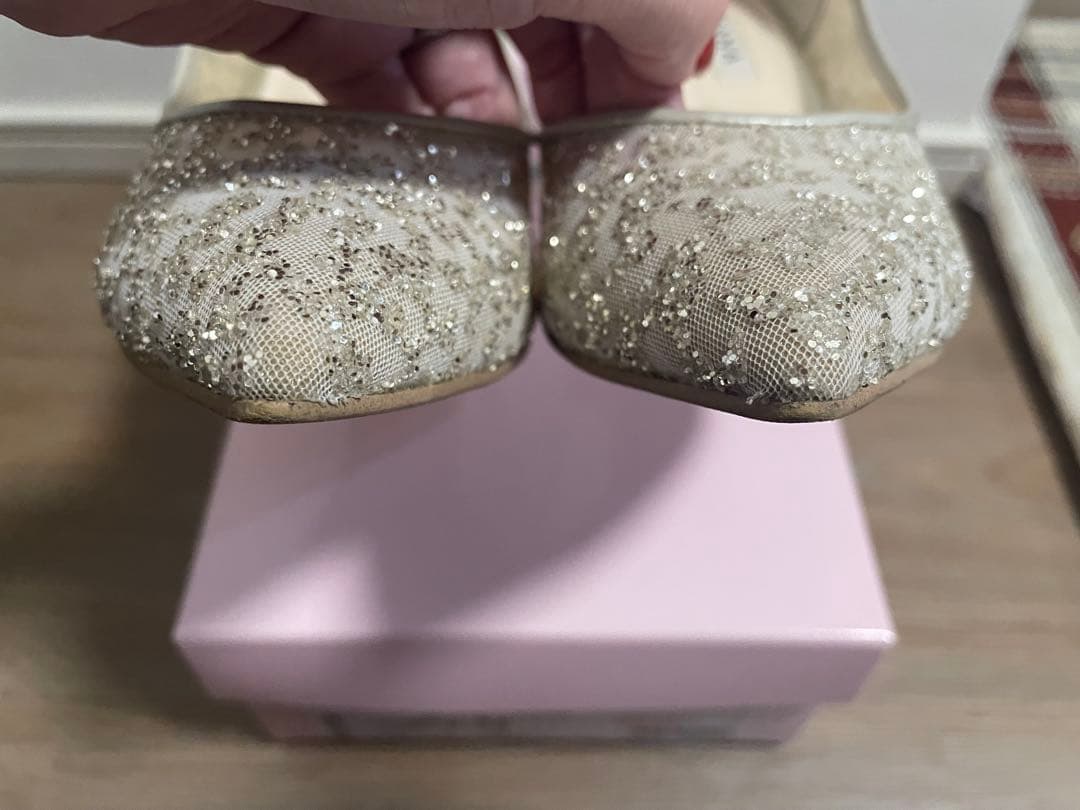 DIANA プラチナ/グリッターチュールパンプス(23.5cm)