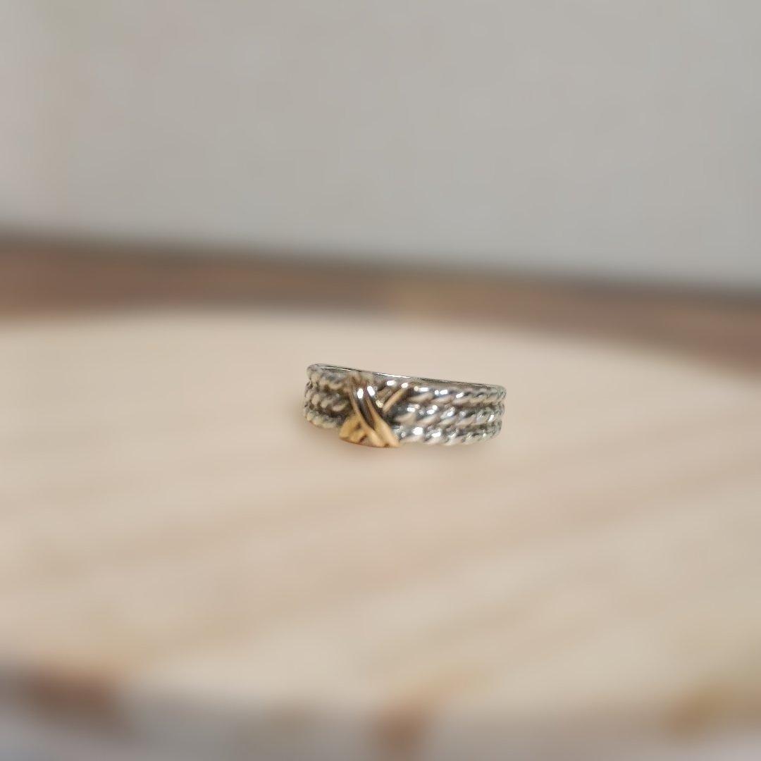 K10×シルバー 925 コンビリング 編み込み ヴィンテージリング13号