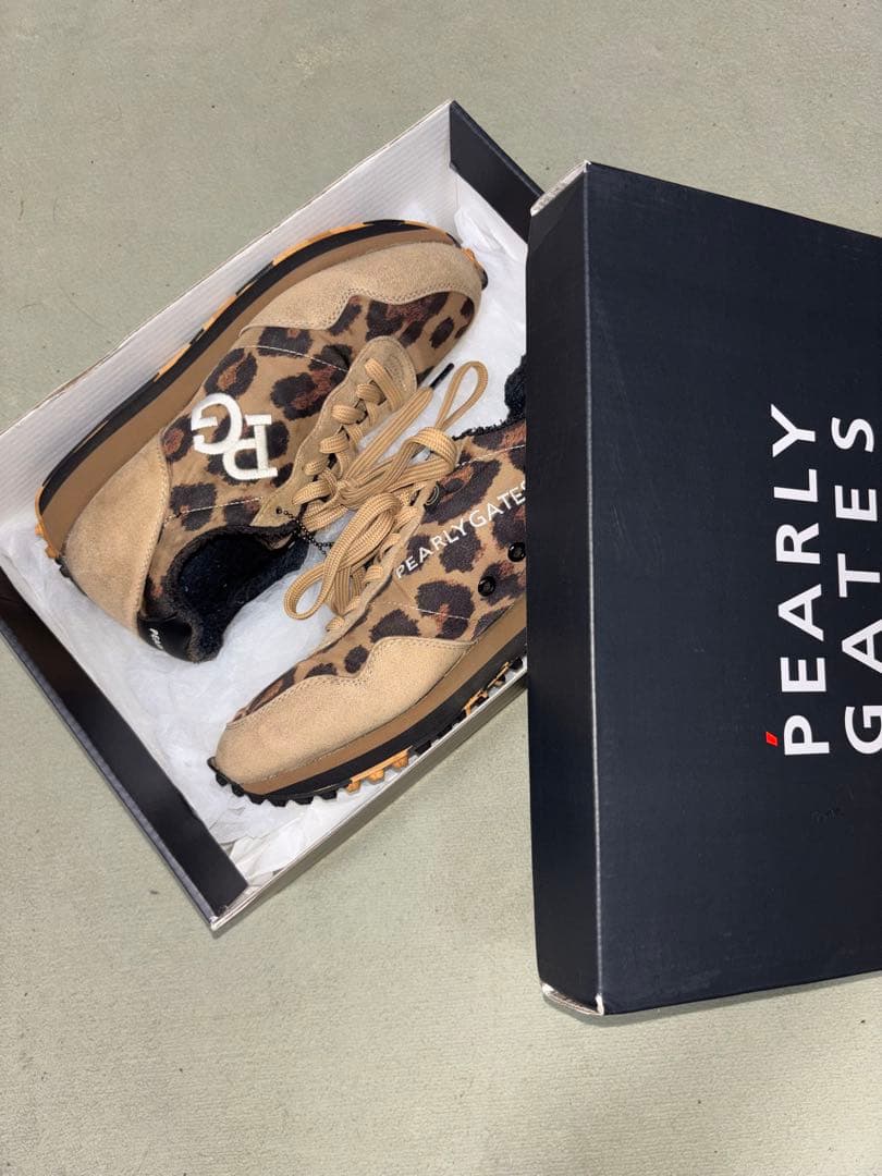 （希少）パーリーゲイツ 、レオパード柄シリーズ、ローカットシューズ、23.0cm