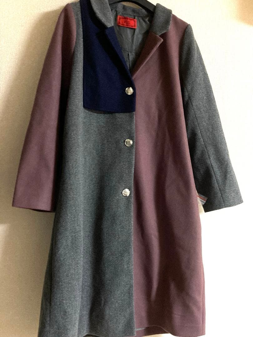 《肉まん》未使用SOMARI コート　テーラーコート　配色デザインメルトン