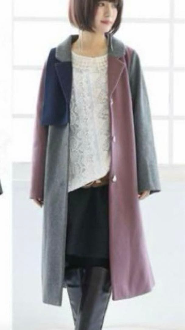 《肉まん》未使用SOMARI コート　テーラーコート　配色デザインメルトン