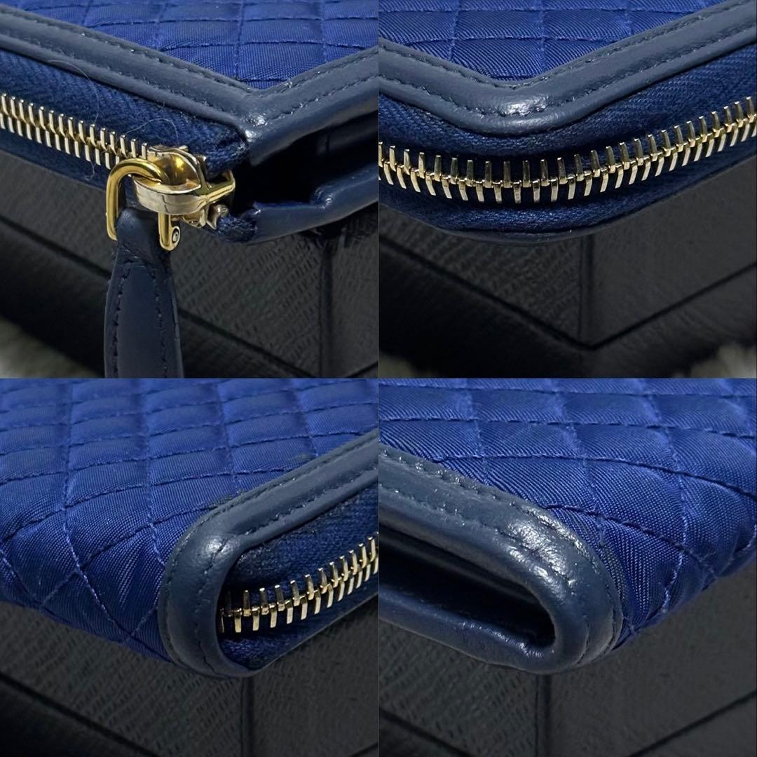 PRADA プラダ 長財布 ナイロン キルティング ブルー L字ファスナー