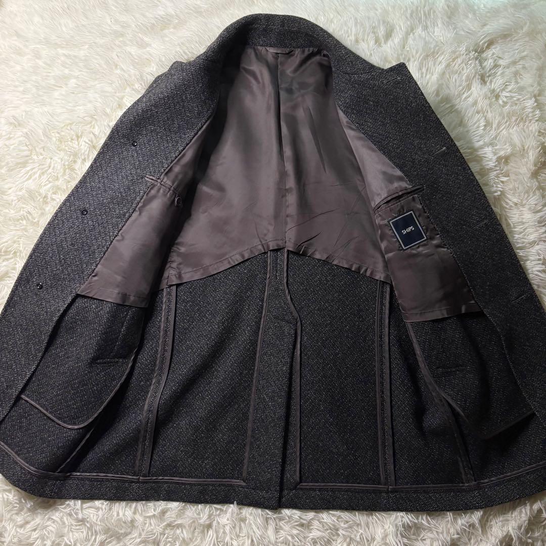 極美品✨ SHIPS ウールチェスターコート LL チャコールグレー 高級 上品