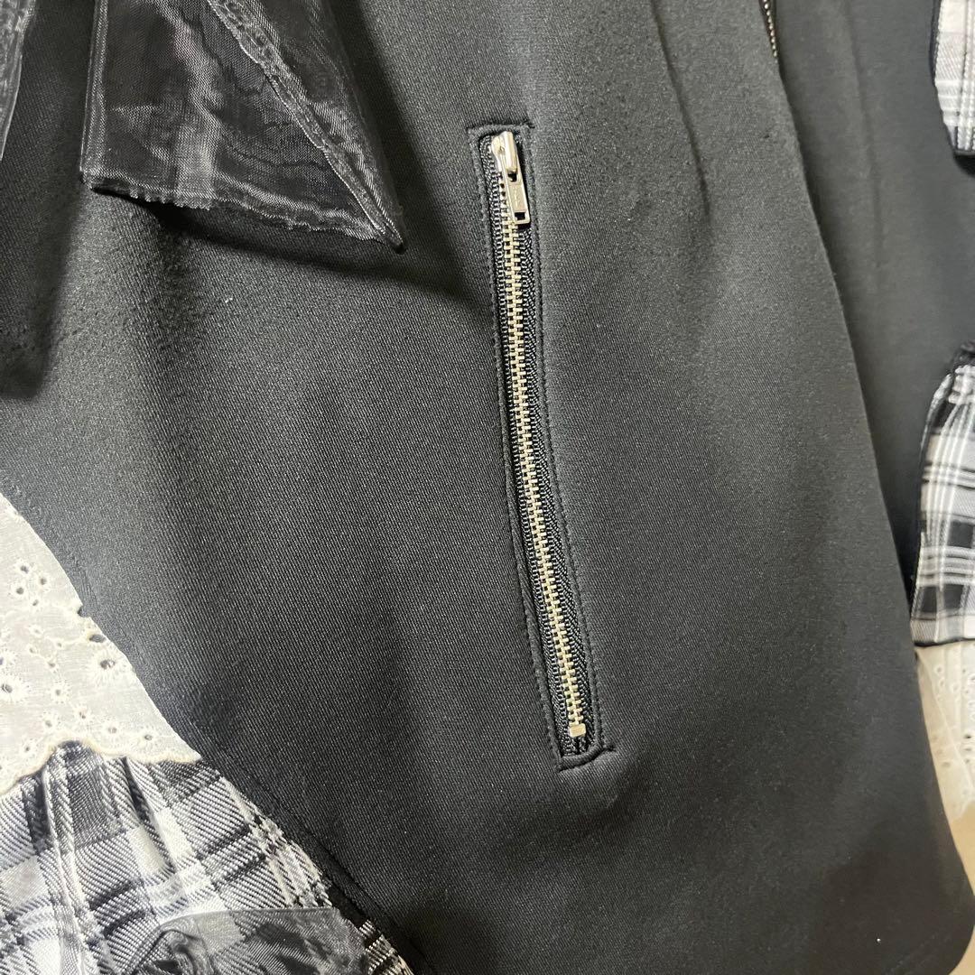 Jamie エーエヌケー リボンパッチワークワークパーカー ブラック