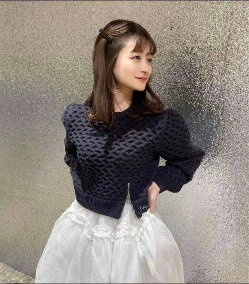 Bibiy ネイビー クロップドニットセーター 完売品