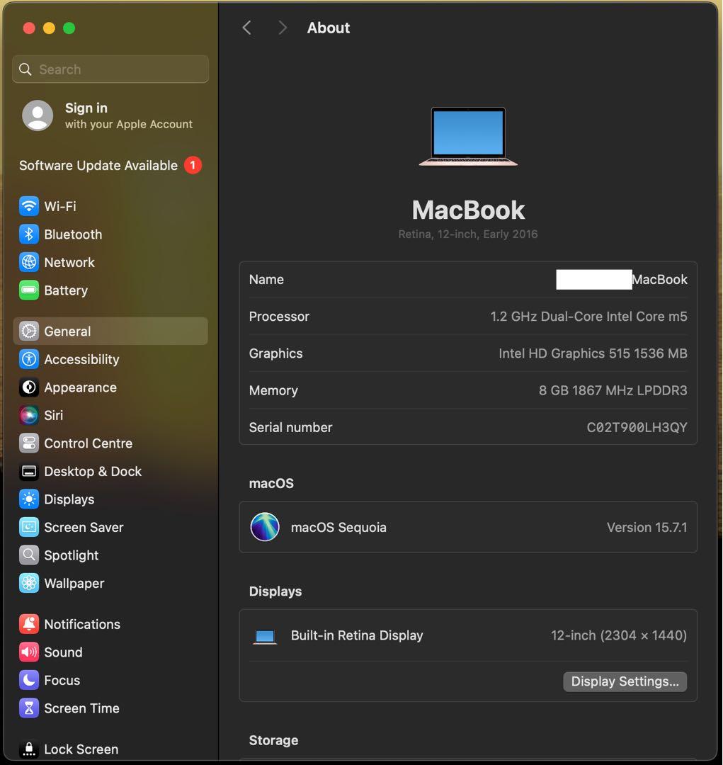 MacBook本体 MacBook Retina A1534 Early2016 m5/8/512