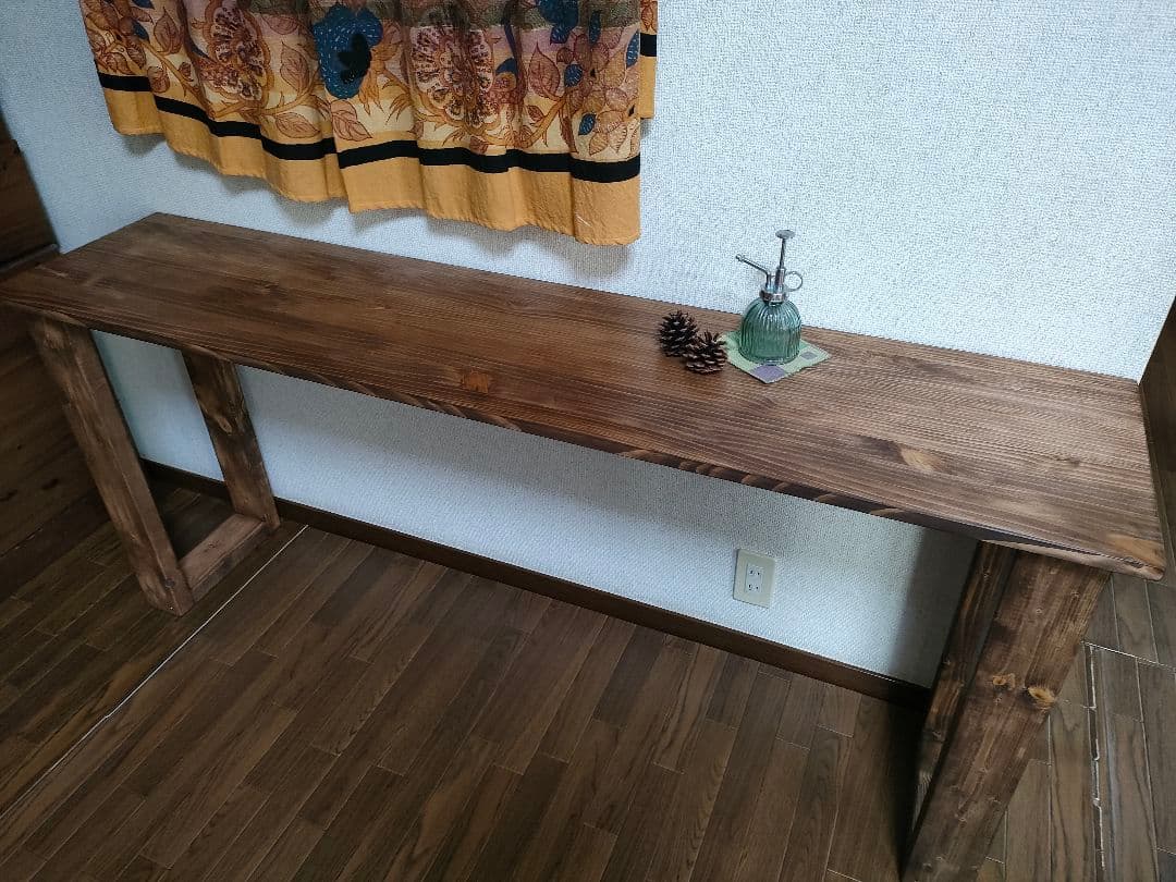 【重厚】150×45×70 カウンターテーブル 一枚板《ウォールナット》組立式