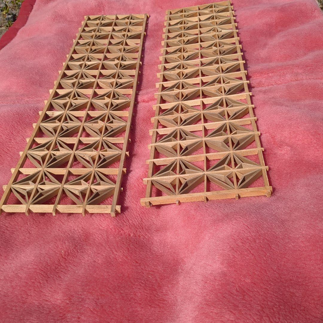 昭和レトロ 組子欄間 2枚セット 書院障子 建具 衝立 引戸 ガラス戸