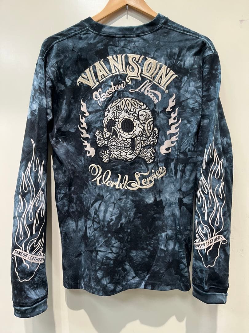 新品バンソンvanson✖️スカル✖️ インパクトvansonロゴ✖️むら染 XL