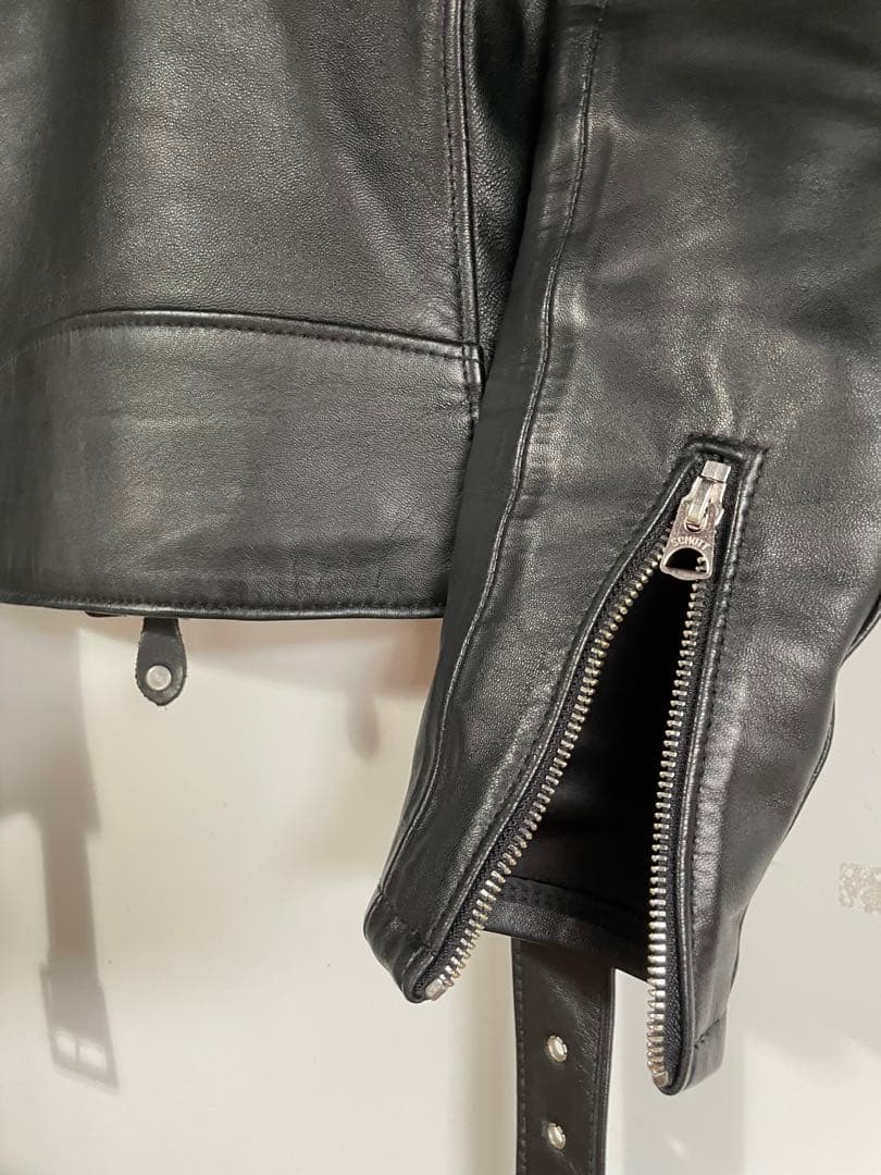 Schott レディースワンスター黒Sラムレザーライダースジャケット213uw