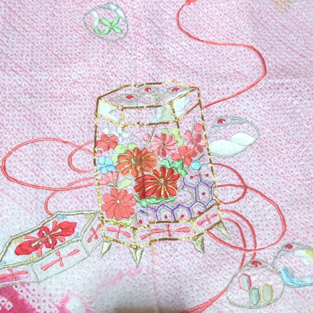 正絹☆本総絞り☆枝梅を背景に貝桶や貝合わせが雅な趣を漂わせる7歳