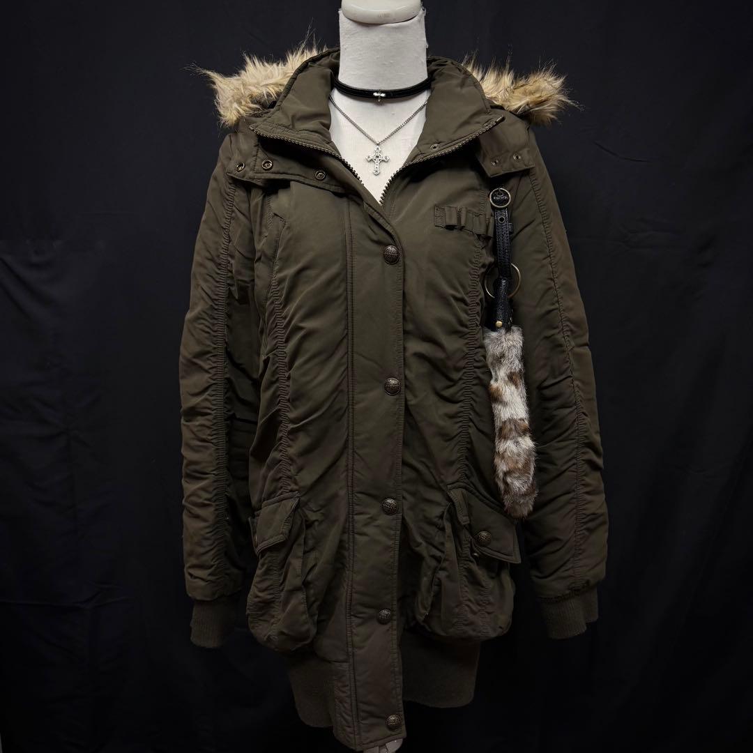 平成ギャル y2k グランジ モッズコート ファー付き ギミック