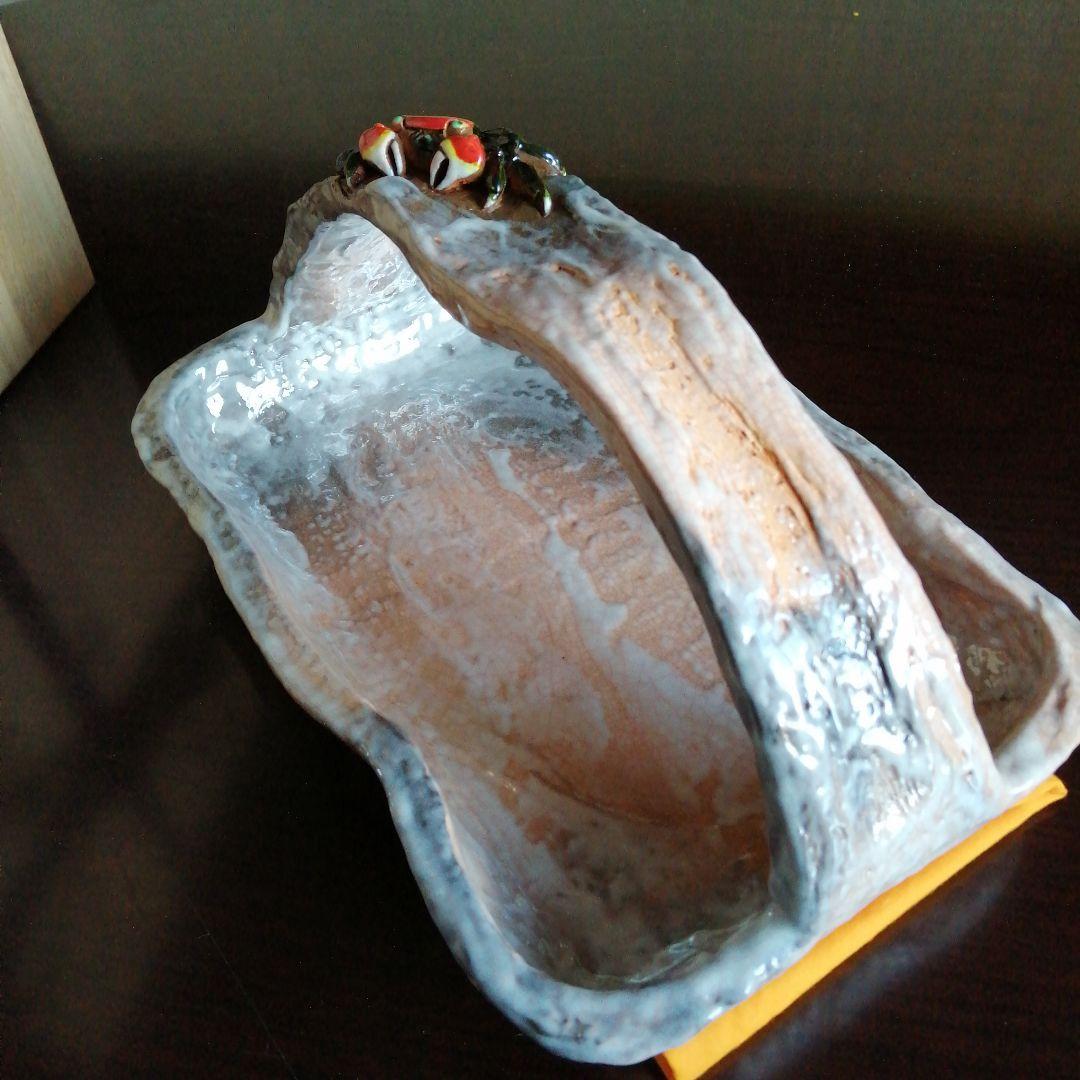 砥部焼　玉井楽山　天神蟹細工手付菓子鉢　24.5cm