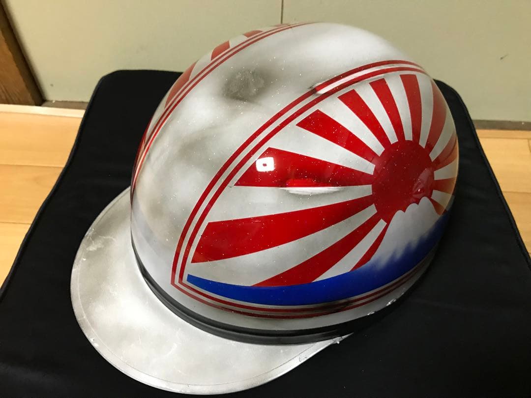 ラメ やられ塗装 富士日章 コルク半 ヘルメット 旧車會 暴走族 三段
