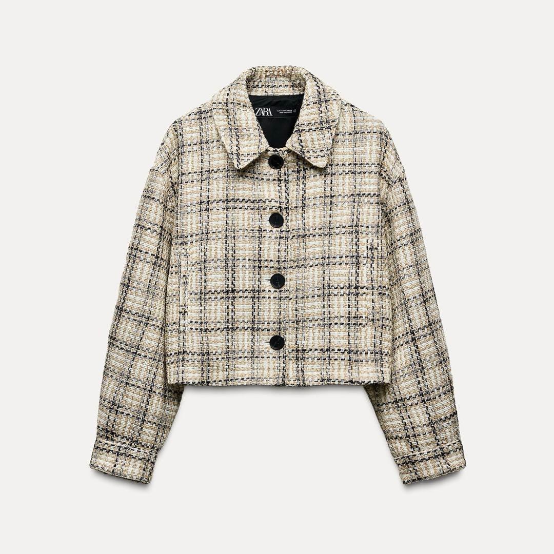 ZARA】ザラ ショートテクスチャージャケット - メルカリ