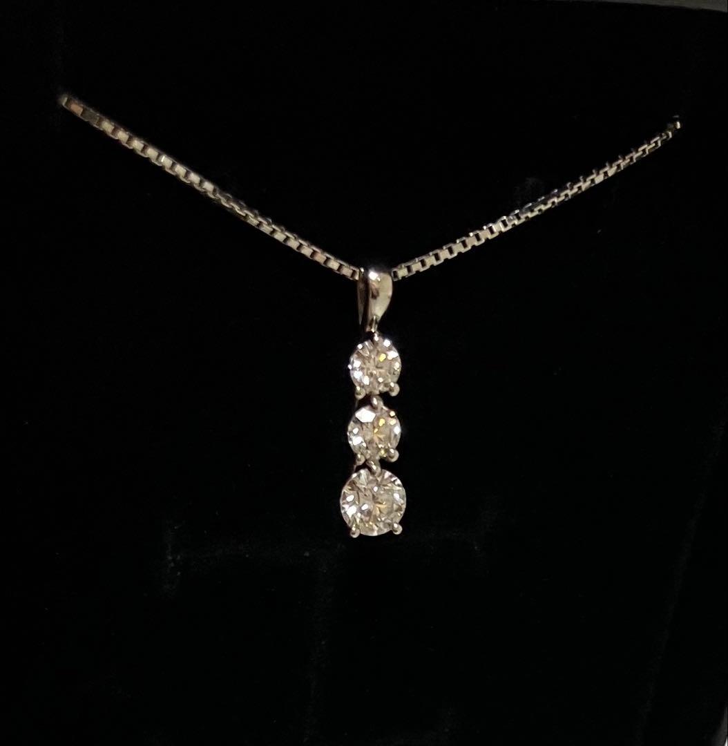 本物TRILOGY ダイヤモンドネックレス トリロジー Pt900 0.70ct