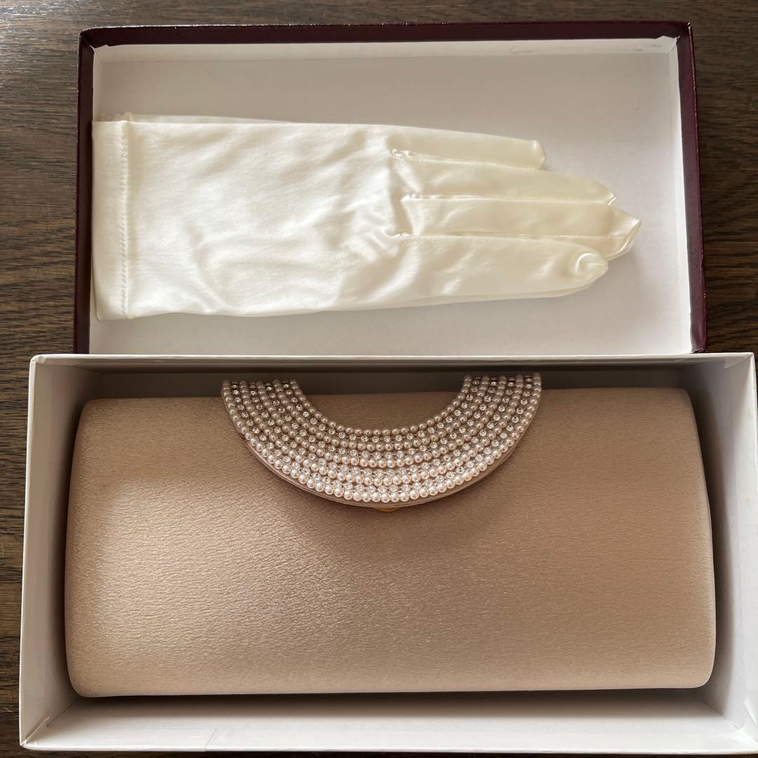 くぅ様　【美品】東京ソワール　フォーマルバッグ　パーティーバッグ　白手袋付き 東京ソワール パーティバッグ フォーマル ショルダー クラッチ 結婚式