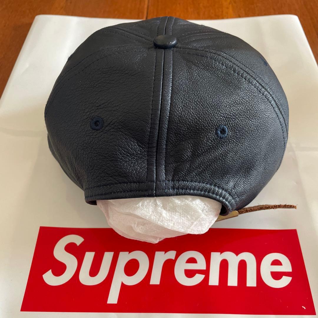Supreme ネイビー レザーキャップ