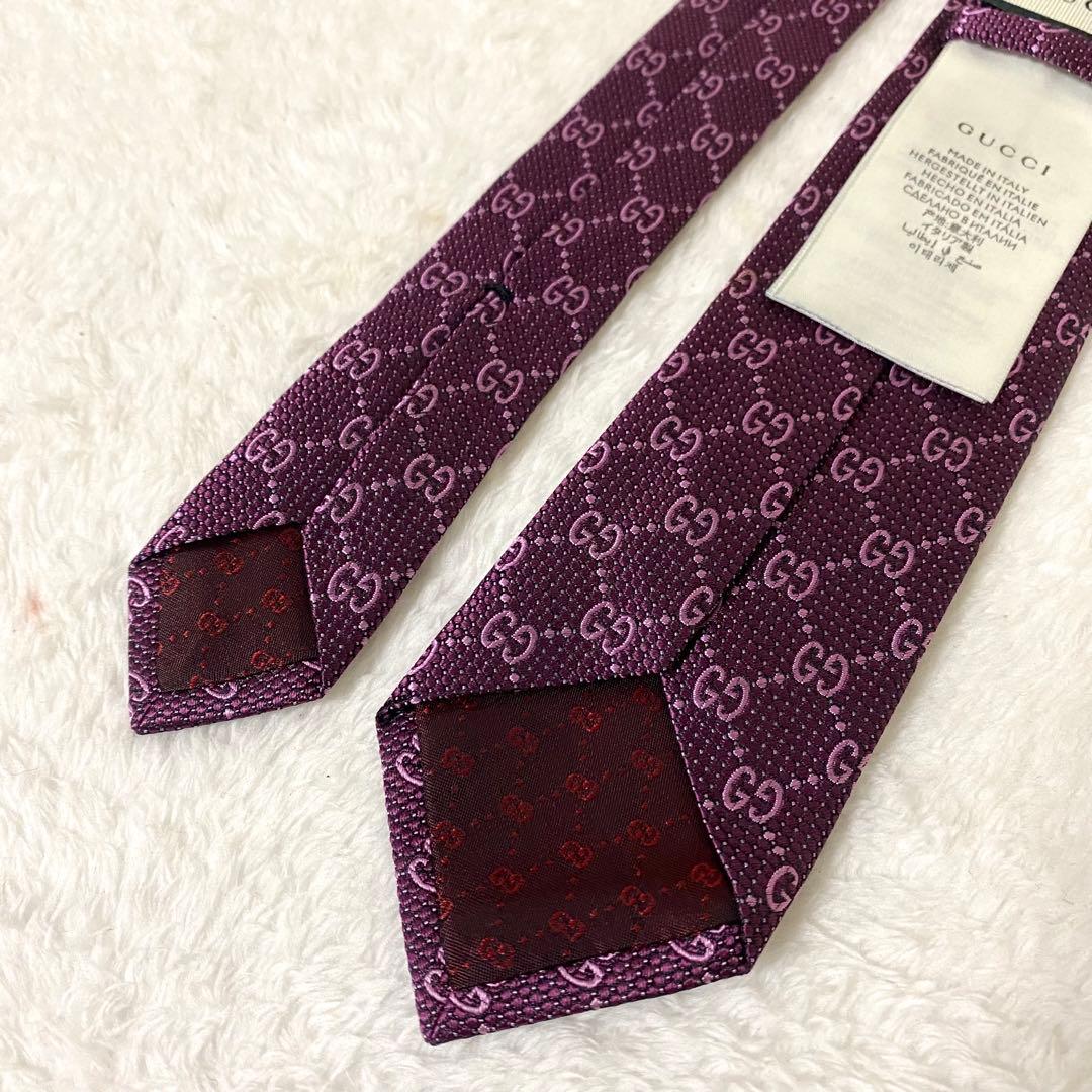 極美品 定番 GUCCI ネクタイ シルク100% GG柄 ビー ナロータイ - メルカリ