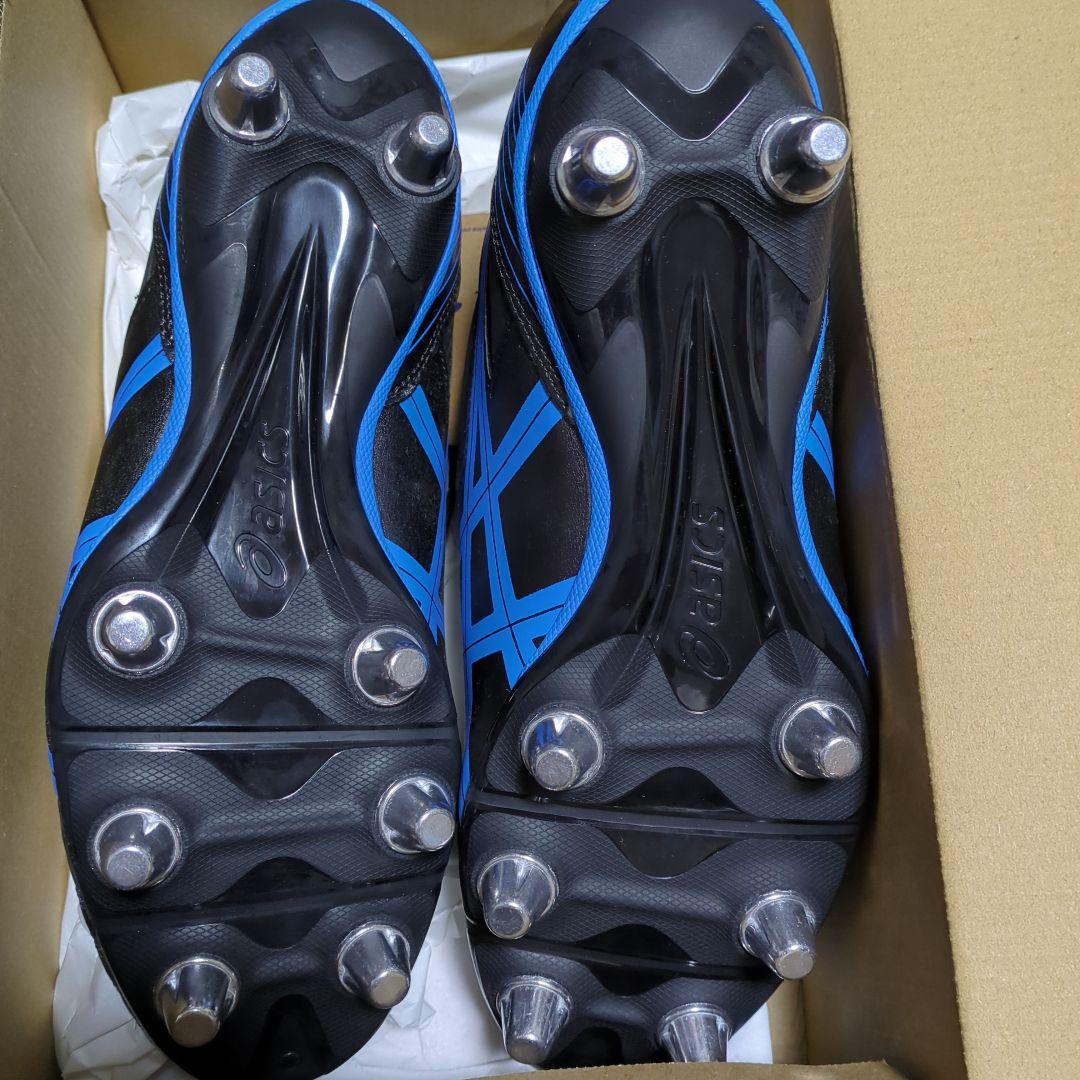 ラグビー　asics ブラック/ブルー スパイクシューズ　28.5cm