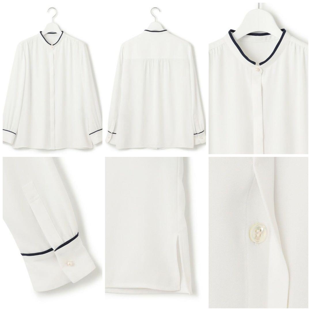 大きいサイズ 23区 バックサテンアムンゼンバイカラーブラウス(自由区