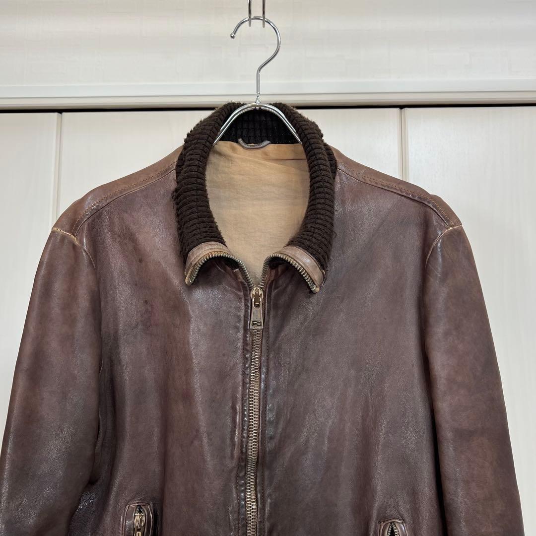 GIORGIO BRATO ビンテージ加工 ラムレザージャケット 48 - メルカリ