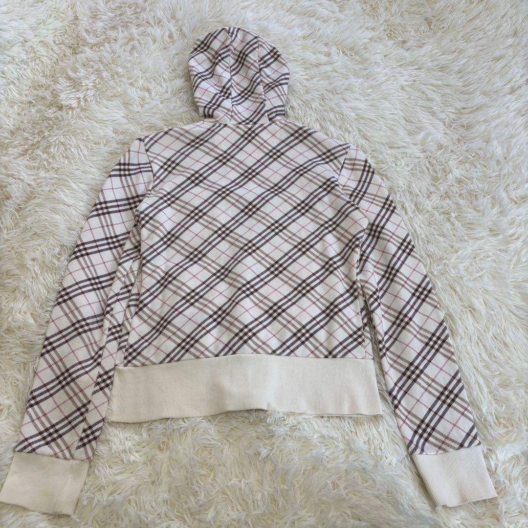 バーバリーブルーレーベル 38 ジップパーカーノバチェックy2k 短丈