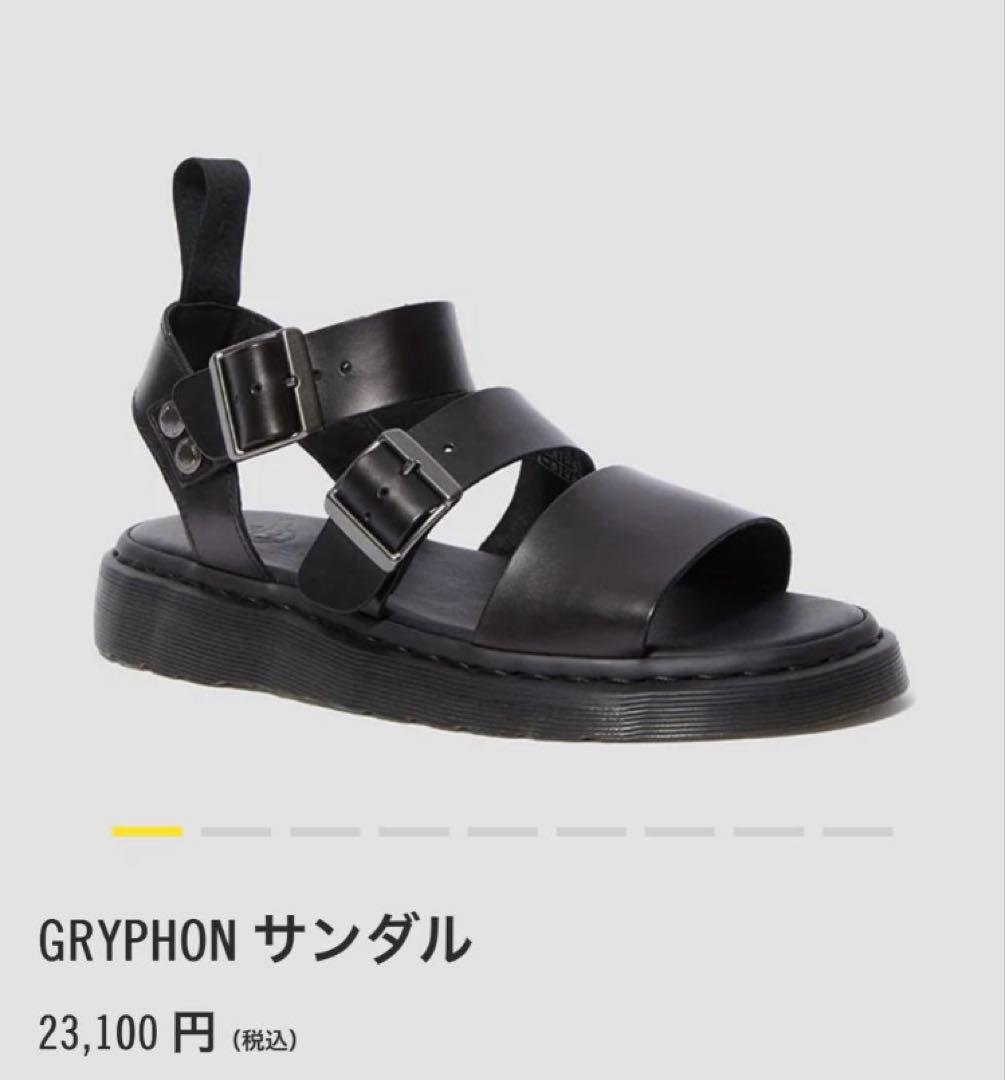 新品 Dr.Martin レザーサンダル GRYPHON 定価2.3万円 黒 ドクターマーチン グリフォン サンダル Dr.Martens GRYPHON 15695001