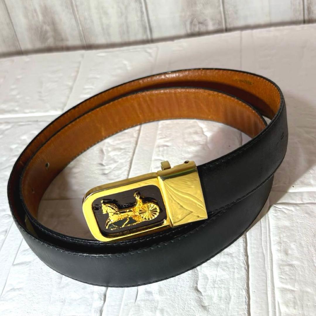ヴィンテージ良品】 CÉLINE オールドセリーヌ 馬車 ゴールド金具 ベルト