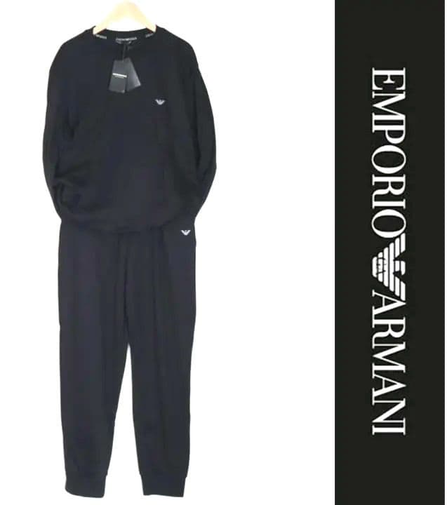 新品【エンポリオアルマーニ】上下セットトレーナー ジョガーパンツ 黒 M(L) EMPORIO ARMANI エンポリオ アルマーニ EA7 スウェットパンツ メンズ