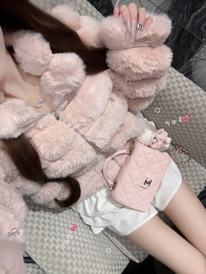 Lumi puff kirakira bijou fur coat PNK - メルカリ