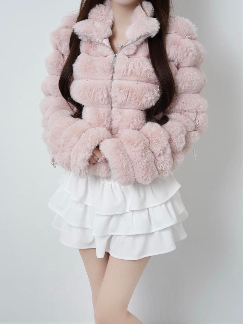 Lumi puff kirakira bijou fur coat PNK - メルカリ