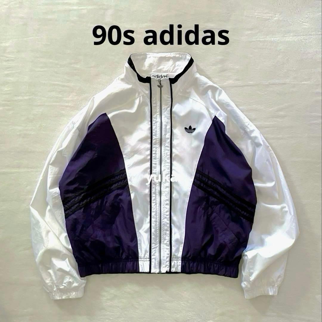 レア好配色◎90s adidas 万国旗 ナイロンジャケット トレフォイル刺繍 中古・古着通販】adidas (アディダス) トレフォイルロゴナイロン