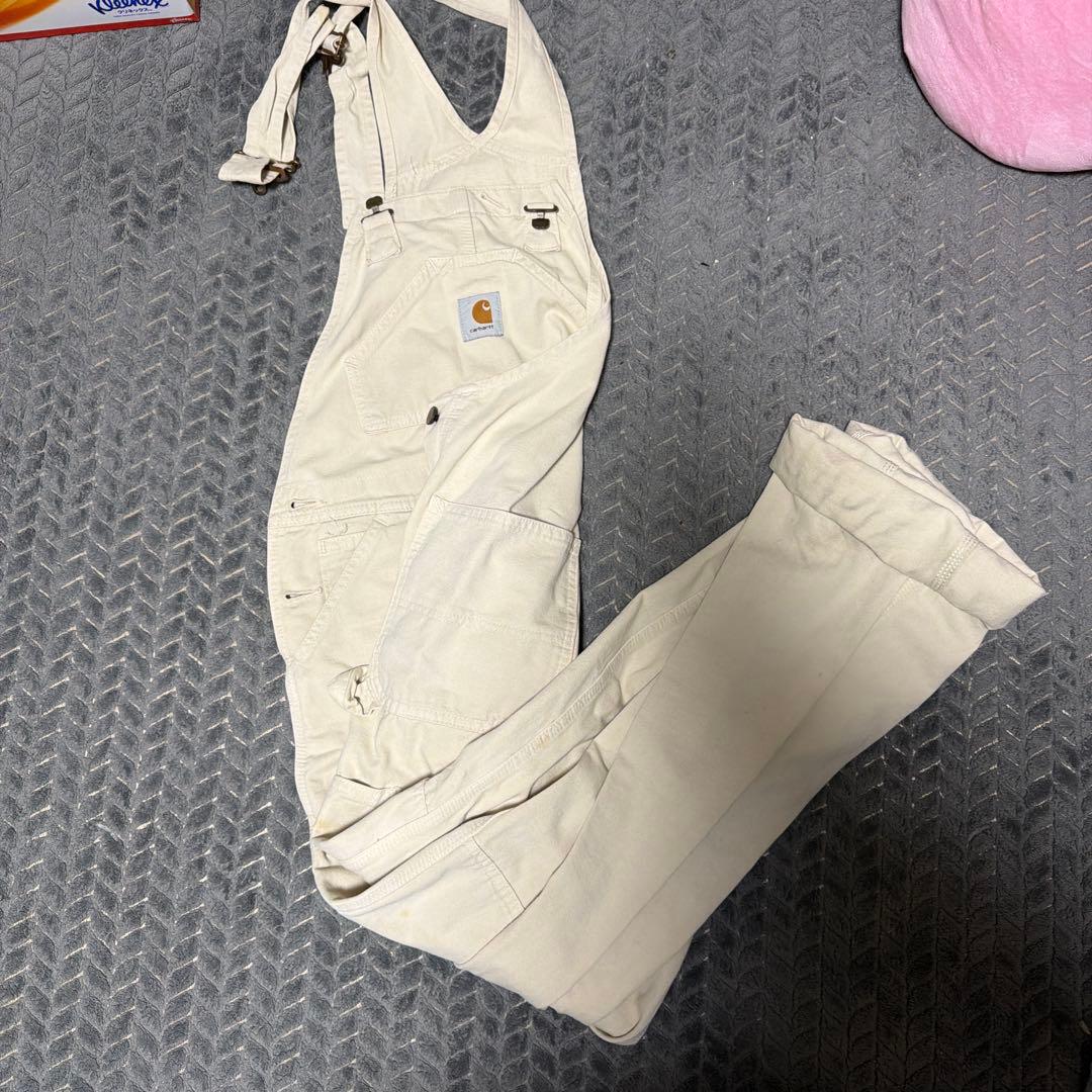 Carhartt ホワイトオーバーオール 30X34 - メルカリ