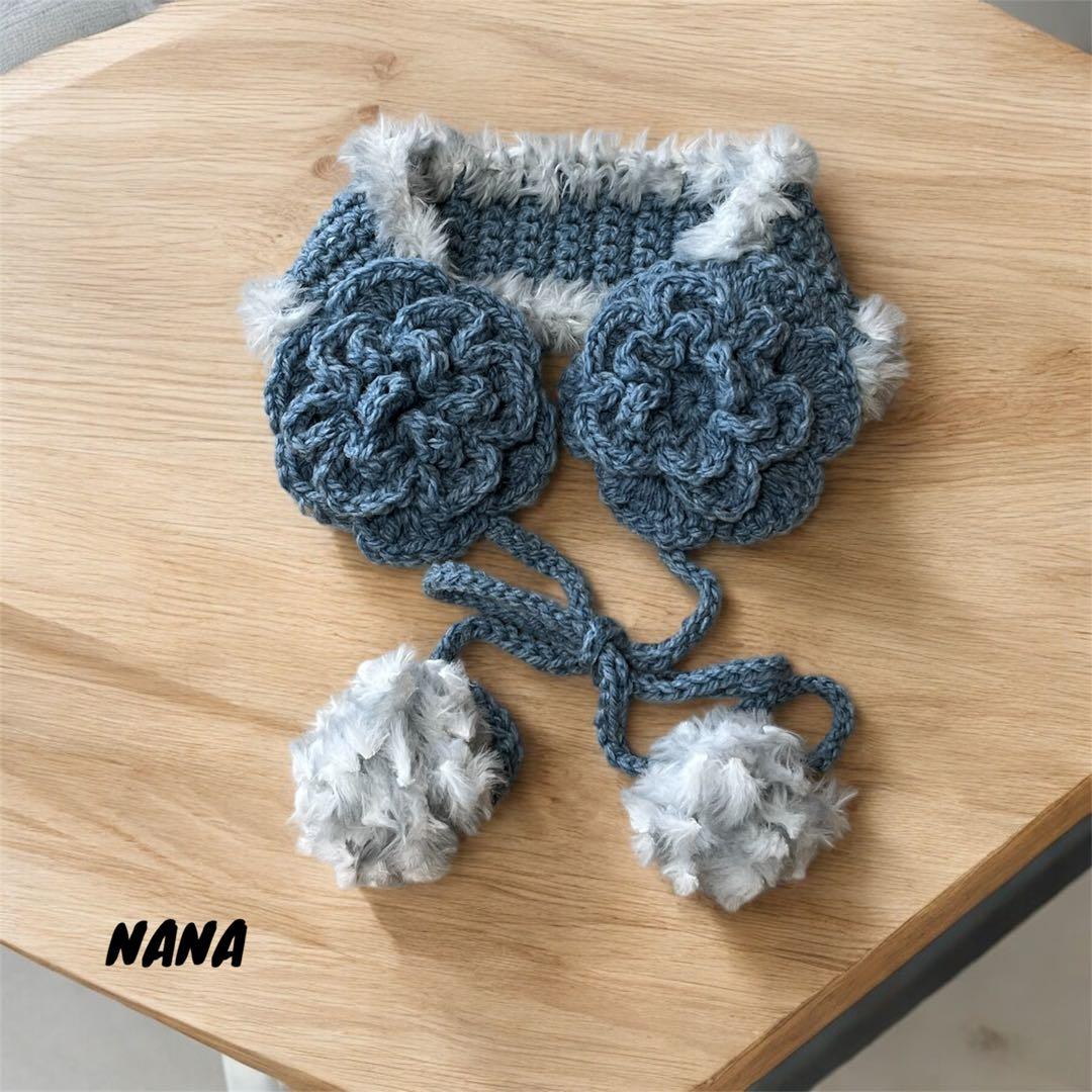 4 ハンドメイド 編み物 イヤーマフ 耳あて おはな ドリームキャット