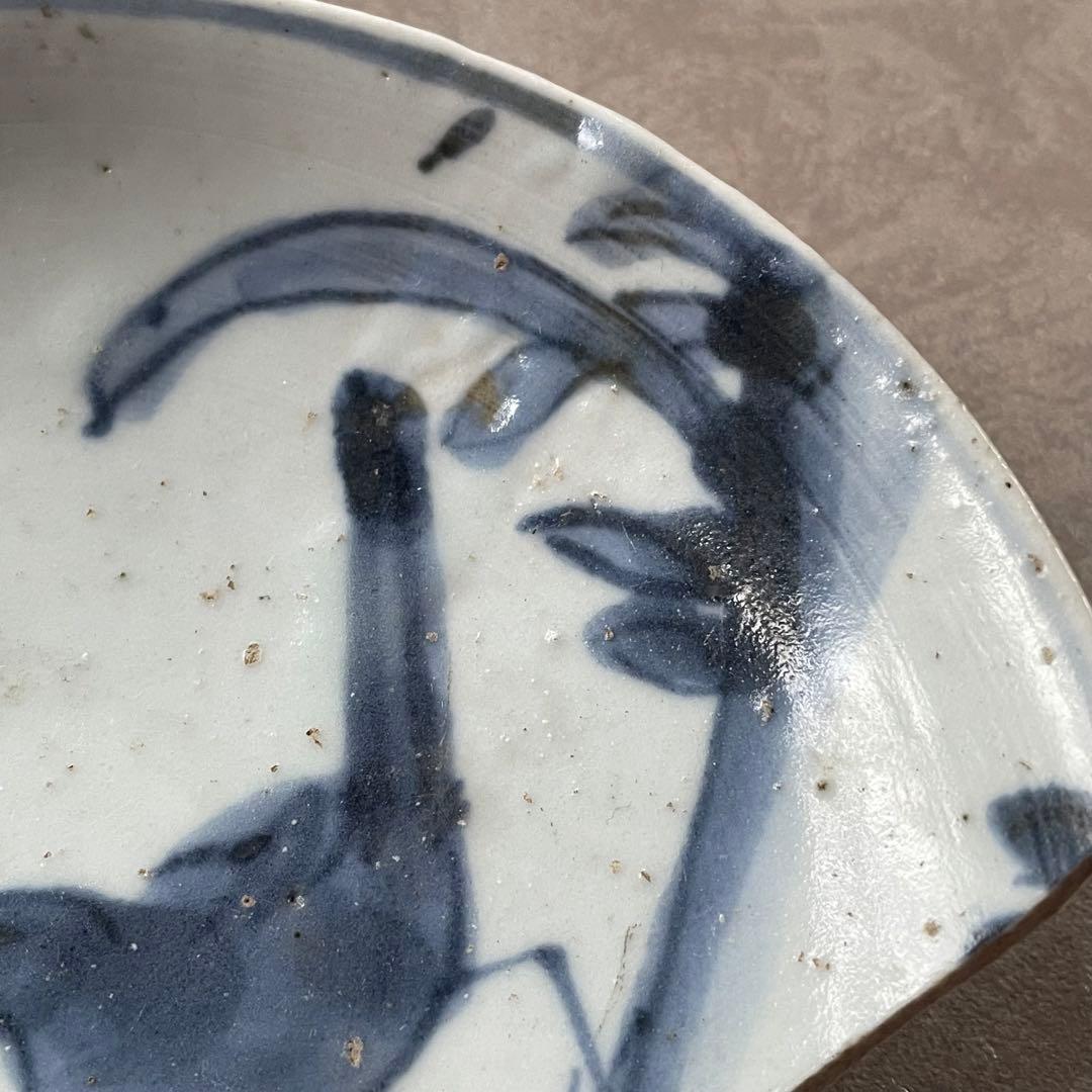 初期伊万里鶺鴒文皿陶片 百間窯 江戸初 古美術 骨董 アンティーク 古