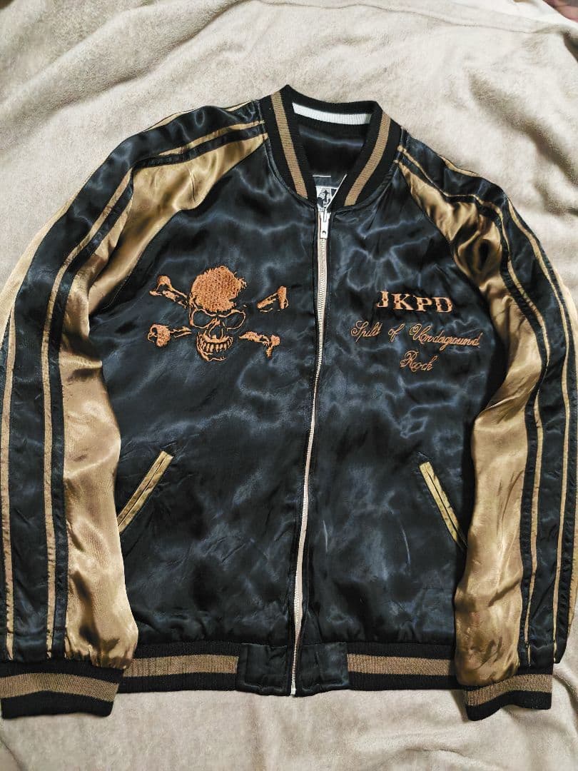 JKPD 美品 日本 限定2面用 スカジャン スカル 100%silk - メルカリ